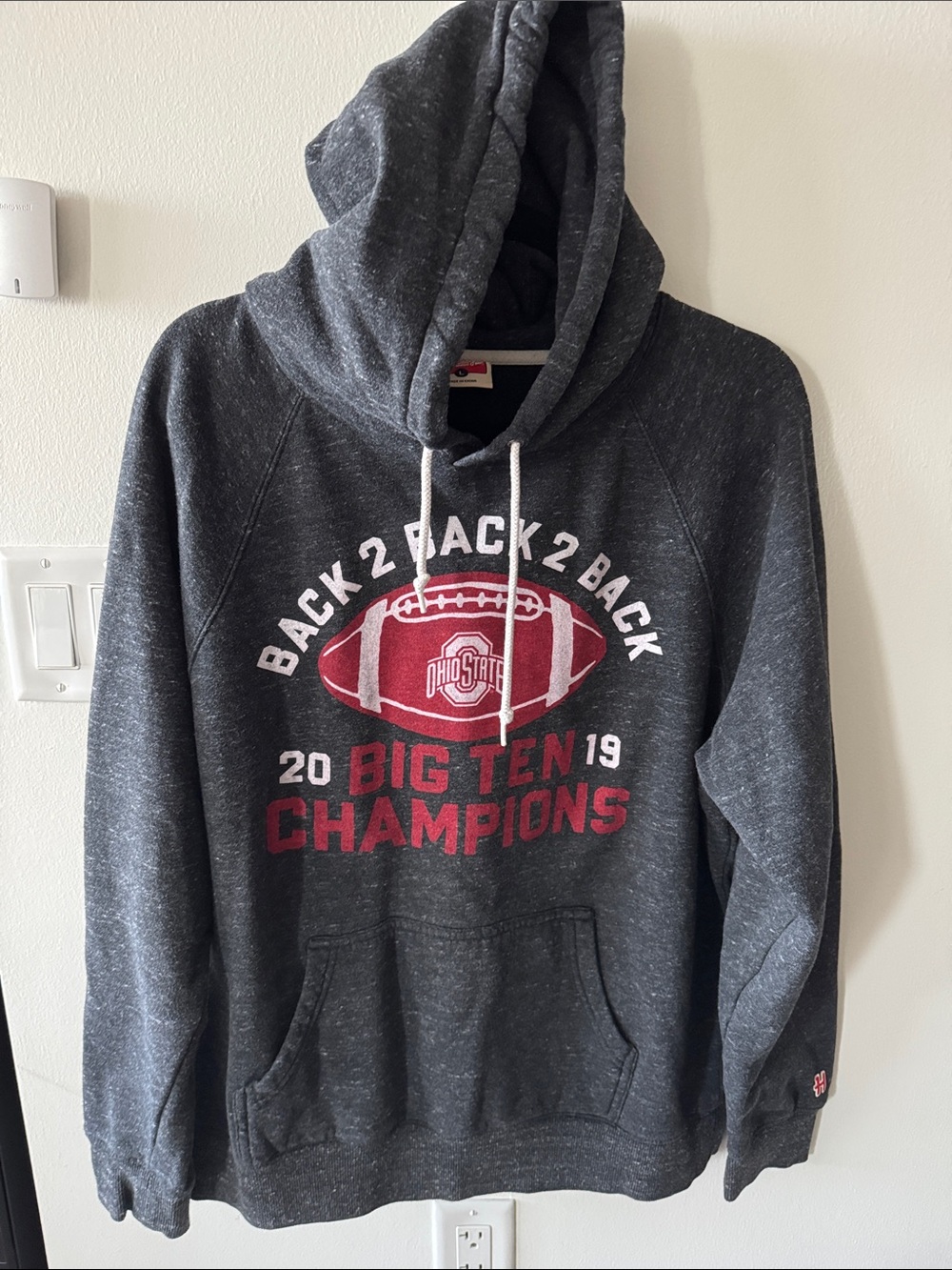 Ohio State Buckeyes Football HOMAGE Men’s Large Charcoal Hoodie 2019 Champions